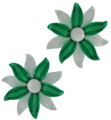 Juego de pares de clips para zapatos sandalia años 60 verde blanco flor esmalte vintage 2" Foto 1 de 2