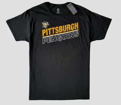 NHL Officially Licensed Mens Pittsburgh Penguins L LG Black Gold T-Shirt NWT Cover