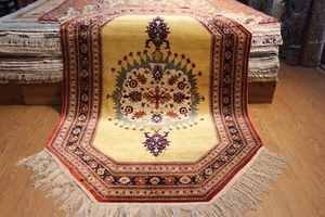 Tappeto ottagonale autentico 8'X6' fatto a mano design Hereke realizzato in 100% seta naturale - Foto 1 di 11