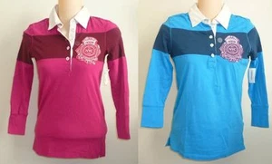 Womens AEROPOSTALE Jersey Striped Rugby Polo Shirt NWT #8769 - Picture 1 of 5