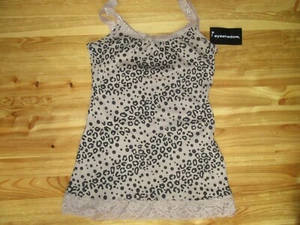 Eyeshadow M Coco/Black Animal Print Lace Spaghetti Straps Tank Top NWT Cute! - Picture 1 of 3