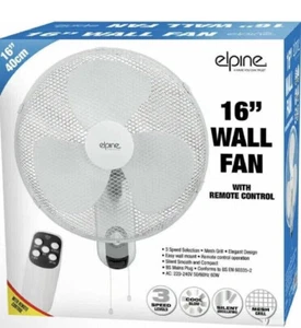 16" WALL MOUNTED FAN WITH REMOTE 3 SPEED AIR COOL TIMER OSCILLATING MESH GRILL - Picture 1 of 2