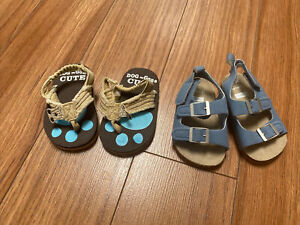 Lot Of 2 Baby Boy 3-6 MONTHS Carter’s Double Strap Sandals Blue & Sz 2 Flip Flop