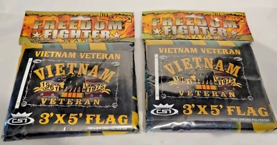 Vietnam War Veteran Indoor/Outdoor 3 X 5 FT. Flag Freedom Fighter 2 Pack - Image 1 of 2