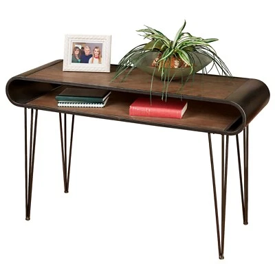 Mesa calada de madera y metal Brennan bronce 47" Wx16" Dx28,5" H Foto 1 de 4
