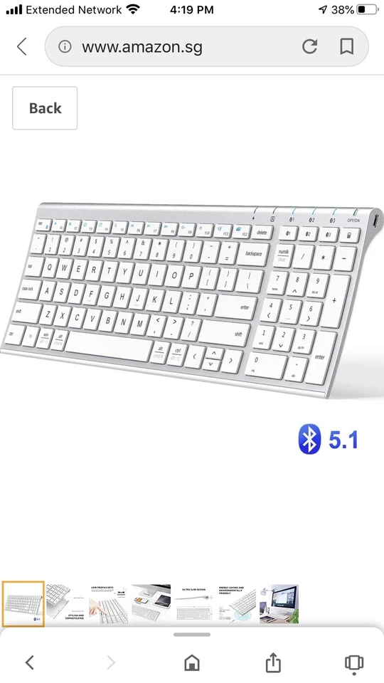 Iclever Ulta Slim Full Size Rechargeable Wireless Keyboard White New - Image 1 of 4