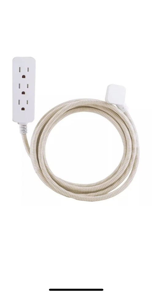 Cordinate 10 Ft. Decor Extension Cord With 3 Grounded Outlets Surge Protection