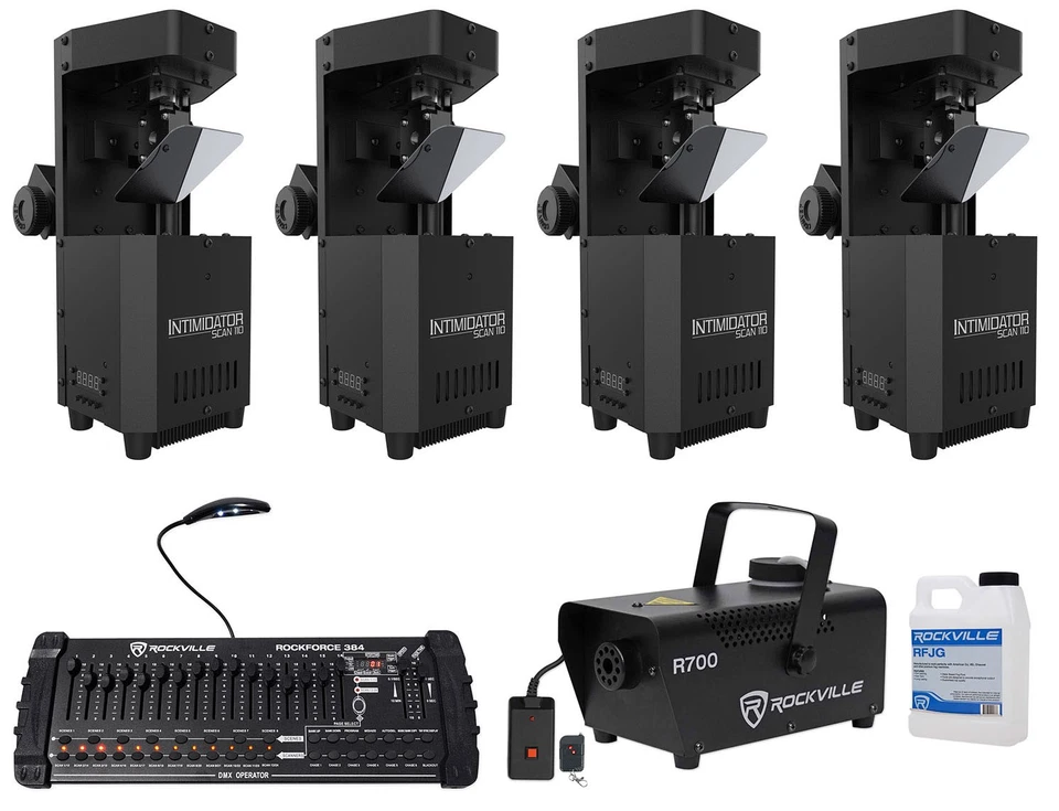 (4) Chauvet Intimidator Scan 110 Compact Scanner Lights+DMX Controller+Fogger - Image 1 of 4