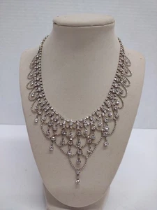 Conjunto de collar de diamantes de imitación baile nupcial boda joyería cortinas brillantes sin marca... - Imagen 1 de 7