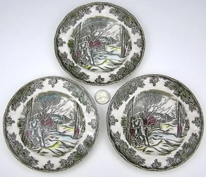 3 Johnson Brothers FRIENDLY VILLAGE 6" Appetizer / Canape Plates MADE IN ENGLAND - Picture 1 of 3