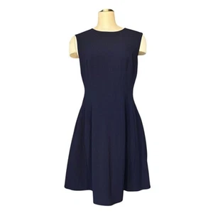Eliza J Sleeveless Crepe Fit & Flare Dress Navy Blue Women's Size 16 Classic NWT - Picture 1 of 12