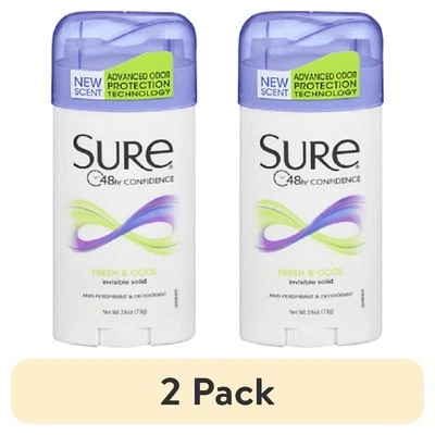 Sure Anti-Perspirant & Deodorant Invisible Solid Fresh & Cool 2.6 Oz Pack of 2 - Image 1 of 3