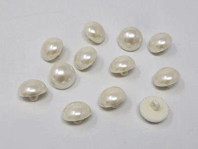 12 pcs VTG Ivory Pearl Shank Buttons Plastic Sewing Dress 17mm Round Domed - Image 1 of 3
