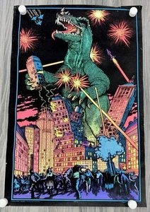 Póster vintage de Godzilla Blacklight gráficos occidentales - Imagen 1 de 9