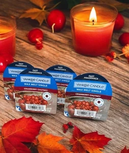 Yankee Candle Cranberry Chutney 4x Wax Melt Tart Singles Lot 0.8 oz Each New - Picture 1 of 6