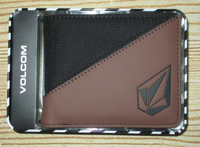 MENS VOLCOM BLACK BROWN BIFOLD WALLET WITH TIN GIFT BOX - Image 1 of 4