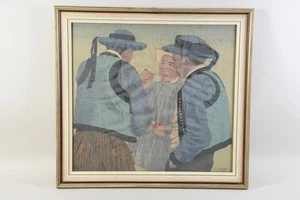 N89P26- Carl Moser (1873-1939) Farbholzschnitt Bretonische Bauern sign. dat 1930 - Picture 1 of 12