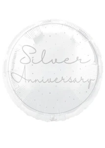 25th Wedding Silver Anniversary Uninflated Helium Balloon - Picture 1 of 1
