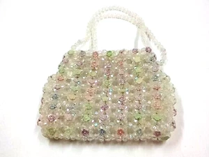 PURSE Beaded/Flowered Zippered Small, Doll size ? very pretty - Picture 1 of 7