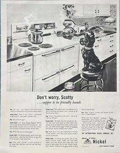 1949 International níquel anuncio estampado vintage Don't Worry electrodomésticos de estufa escocesa - Imagen 1 de 1