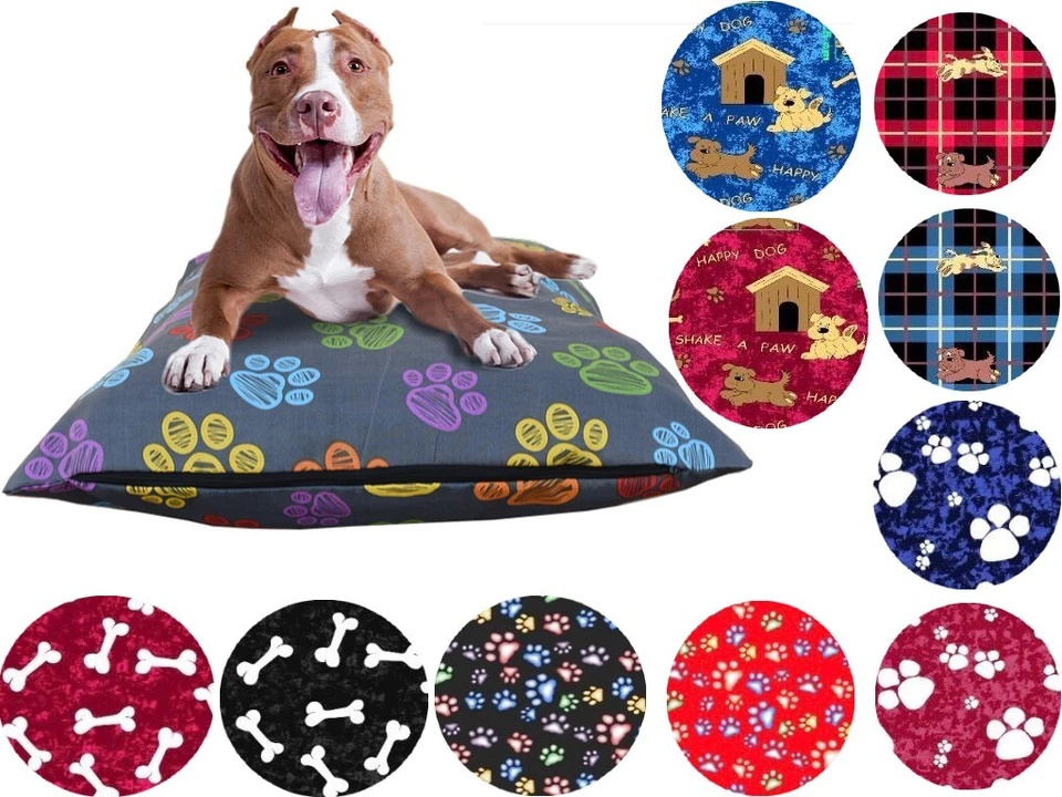 DOG BED POLY-COTTON REMOVABLE ZIPPED COVER WASHABLE PET BED COVER ONLY - Image 1 of 1
