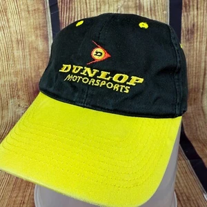 Gorra Dunlop Motorsports negra amarilla con tirantes KP Nascar carreras de motocicletas - Imagen 1 de 9