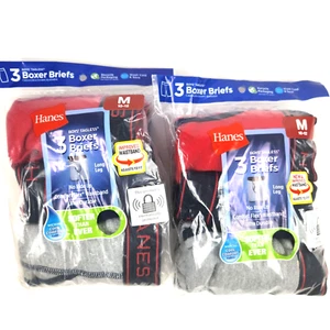 Hanes Boys Medium 10/12 Boxer Briefs 3-Pack Lot of 2 = 6 Total Multi-Color - Picture 1 of 6