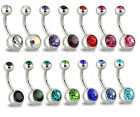 14G Double Gem 316L Surgical Steel Navel Ring Belly Button Ring