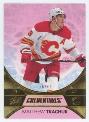 2021-22 Upper Deck Credentials Pink 26/49 Matthew Tkachuk  Calgary Flames #19 - Image 1 of 2