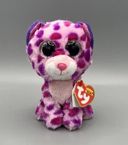 New Ty Beanie Boos GLAMOUR PINK LEOPARD CAT SPARKLE EYES Plush RED TAG 6" MWMT's - Picture 1 of 5