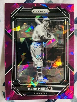 2023 Panini Prizm Baseball Babe Herman Purple Cracked Ice Brooklyn Dodgers - Image 1 of 2