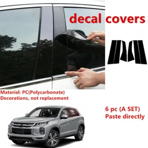 Door Trim Black Cover For MITSUBISHI Outlander Sport 2011-2022 6Pcs Pillar Posts - Picture 1 of 10