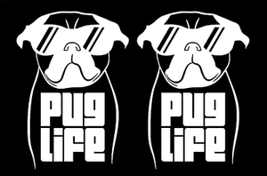 Gafas de sol PUG Life blancas vinilo gráfico calcomanías coche camión ventanas computadora portátil cuaderno - Imagen 1 de 2
