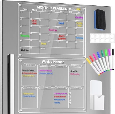 Acrylic Magnetic Monthly and Weekly Calendar for Refrigerator - NEW IN BOX!! - Image 1 of 4