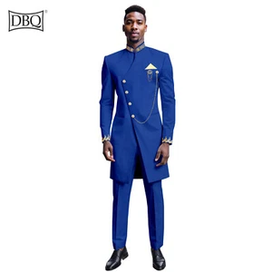 African Cloth Set for Men Suit Embroidery Single Breasted Blazer and Pants Suit - Picture 1 of 18