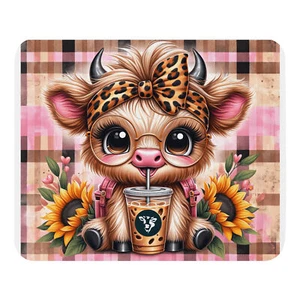 Cute Coffee Drinking Highland Cow Mouse pad - Afbeelding 1 van 1