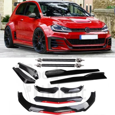 For VW Golf GTI R MK6 MK7 MK7.5 Front Bumper Lip+Side Skirt+Rear Lip+Strut Rods - Image 1 of 4