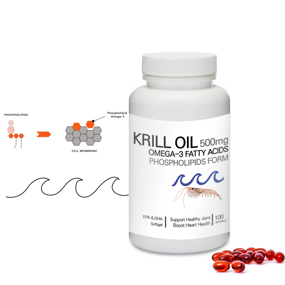 Aceite de krill ácido graso omega-3 en forma de fosfolípidos 3 100 cápsulas blandas Foto 1 de 3