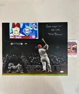 Matt Stairs signed "Goodnight" autographed Philadelphia Phillies 16x20 Photo JSA - Picture 1 of 3