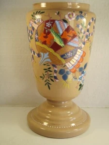 Large Antique Bristol Glass Vase Hand painted  Fish & Vivid Colors Decorated - Picture 1 of 8
