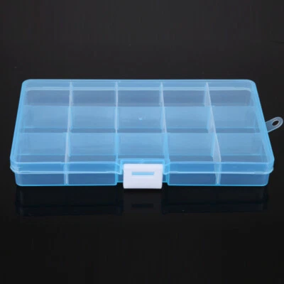 Plastic 15Slots Adjustable Jewelry Storage Box Case Craft Organizer Bead Holder⊥ - Image 1 of 4