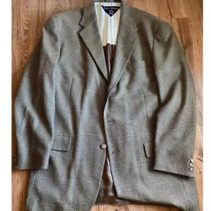 Vintage TOMMY HILFIGER Glen Plaid Wool Sport Coat Blazer 42L - Picture 1 of 11