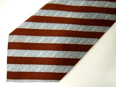 Vtg Clericci Mens Necktie Tie Brown Blue Striped 57" - Image 1 of 4