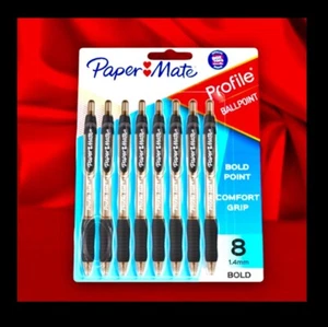 Penne a sfera retrattili profilo Paper Mate 8 ct, grassetto, 1,4 mm, con impugnatura, nero - Foto 1 di 24