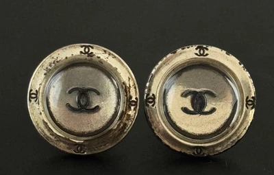 Chanel Runde Ohrringe Coco Mark Silberfarbene Hardware Vintage 99P... - Bild 1 von 4