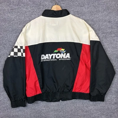 Vintage NASCAR Jacket Mens XL Black Daytona Speedway Checkboard Racing - Image 1 of 4