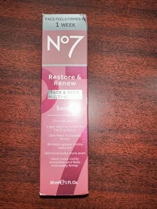 No7 Restore & Renew Face & Neck Multi-Action Serum 30 ml/1 fl oz NEW/SEALED - Picture 1 of 1