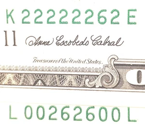 7 of KIND # 22222262 + Fancy # 00262600 $1 notes both GEM UNCIRCULATED - Picture 1 of 3