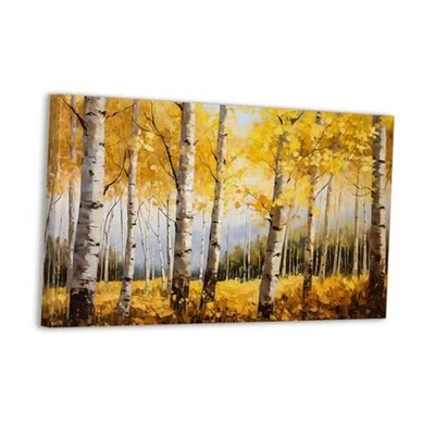 WALUDVLK Abedul Árbol Bosque Arte de Pared Decoración Otoño Amarillo Moderno Obra Lienzo  Foto 1 de 4