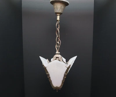 Lámpara de techo colgante ATQ Art Deco de vidrio esmerilado con pantalla antideslizante Foto 1 de 4